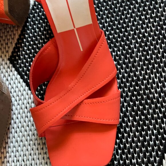 Dolce Vita Tiki Heel In Persimmon - Stack Heel Shoes - Ankle Strap Sandals - Picture 4 of 7